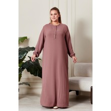 Kadın Büyük Beden Düğmeli Babanne Elbisesi