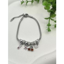 Çelik Kordonlu Pnd Model Bileklik (Gümüş)