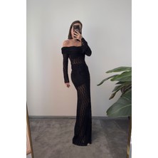 Dantelli Premium Yeni Sezon Elbise- Siyah