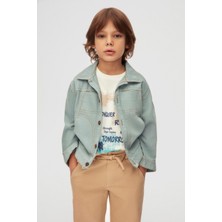 04-08 Yaş Erkek Çocuk Mavi Teal Ceket - Mavi