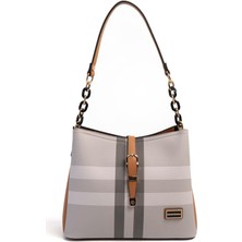 Silver & Polo Silver Polo A.Gri - A.Taba Ekose Kadın Omuz Çantası SP974