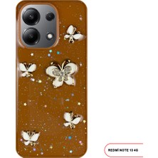 Redmi Note 13 4g Uyumlu Kelebekli Taşlı Simli Kalpli Wish Silikon Telefon Kılıfı