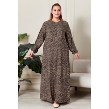 Kadın Büyük Beden Düğmeli Babanne Elbisesi