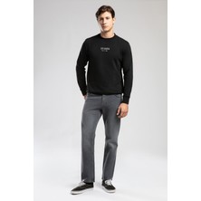 Frose Erkek O Yaka Sweatshirt Siyah