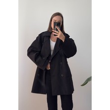 Premium Kısa Trençkot- Siyah