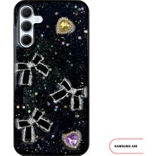 Samsung Galaxy A55 Uyumlu Kelebekli Taşlı Simli Kalpli Wish Silikon Telefon Kılıfı