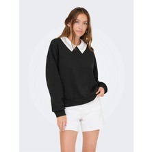 Only 15356097 Yaka Tas Isli Kadin Sweat - Siyah