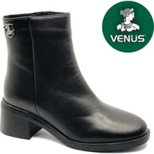 Venüs Kadın Hakiki Deri Fermuarlı Günlük Bot 2551402K - Siyah - 36