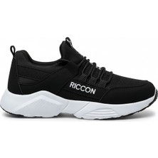 Riccon Siyah Beyaz Unisex Sneaker Düz Tabanlı Ortapedik İç Taban 38 Numara
