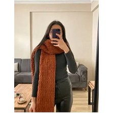Moda Biçer El Örgüsü Atkı Puffy Erkekler İçin Şık Kış Aksesuarı Kahverengi