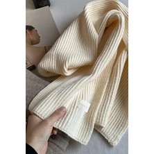 Moibody Bej Renkli Premium Akrilik Triko Ribanalı Atkı Kışlık Aksesuar Erkekler İçin