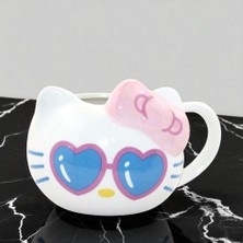 Sevimli Hello Kitty Porselen Kupa – Pembe Kurdeleli Özel Tasarım Bardak Vip