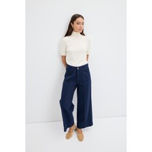 Double Paça Gabardin Pantolon Lacivert