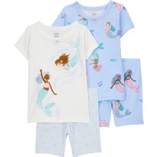 Küçük Kız Çocuk Pijama Set 4'lü Paket