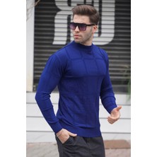 Indigo Rengi Balıkçı Yaka Triko Kazak 5784