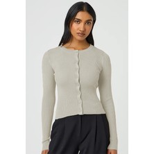 Bej Düğmeli Uzun Kollu Kaşkorse Hırka MG2177