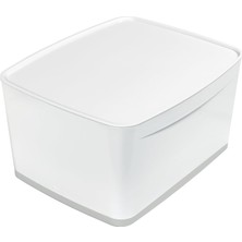 Leitz A4 Mybox Kapaklı Geniş Saklama Kutusu, 18 L, Parlak Görünüm, Plastik, Beyaz/gri, 52161001