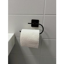 Oval Kendiliğinden Yapışkanlı Siyah Paslanmaz Metal Kapaksız Tuvalet Kağıtlığı Aparatı