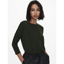 Only 15157920 Genis Yaka Dirsek Kol Kadın Body - Haki