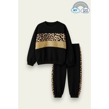 Leopar Detaylı Kız Çocuk Eşofman Takımı