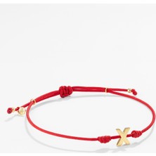 14 Ayar Altın Harfli Kırmızı Ipli Ikon Bileklik