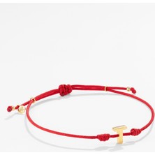 14 Ayar Altın Harfli Kırmızı Ipli Ikon Bileklik