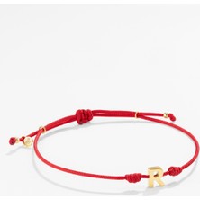 14 Ayar Altın Harfli Kırmızı Ipli Ikon Bileklik