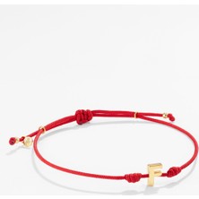 14 Ayar Altın Harfli Kırmızı Ipli Ikon Bileklik