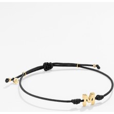 14 Ayar Altın Harfli Siyah Ipli Ikon Bileklik