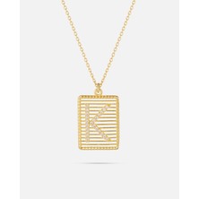 14 Ayar Altın Harfli Çerçeve Kolye