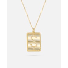 14 Ayar Altın Harfli Çerçeve Kolye