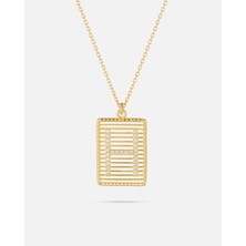 14 Ayar Altın Harfli Çerçeve Kolye