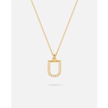 14 Ayar Altın Kişiye Özel Zirkon Taşlı Harf Kolye