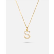 14 Ayar Altın Kişiye Özel Zirkon Taşlı Harf Kolye