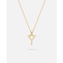 14 Ayar Altın Kişiye Özel Zirkon Taşlı Harf Kolye