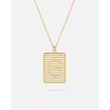 14 Ayar Altın Harfli Çerçeve Kolye