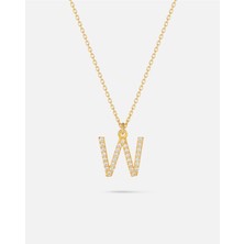 14 Ayar Altın Kişiye Özel Zirkon Taşlı Harf Kolye