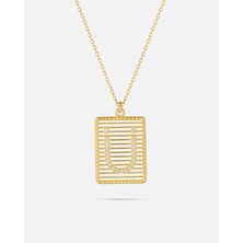 14 Ayar Altın Harfli Çerçeve Kolye