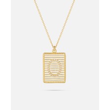 14 Ayar Altın Harfli Çerçeve Kolye