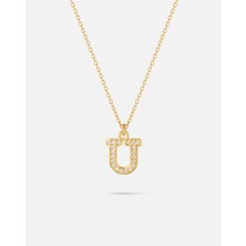 14 Ayar Altın Taşlı Harfli Kolye