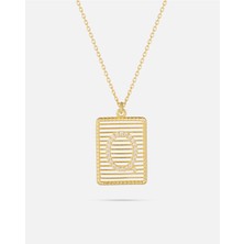 14 Ayar Altın Harfli Çerçeve Kolye