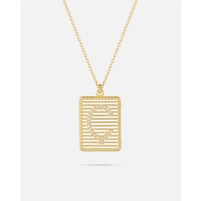 14 Ayar Altın Harfli Çerçeve Kolye