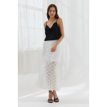 A Kesim Dantel Etek Ekru