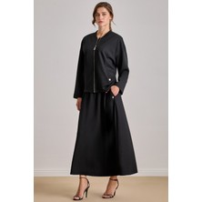 Maxi Siyah Simli Etek