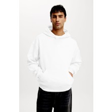 Ekru Kapüşonlu Kanguru Cep Erkek Sweatshirt E7169