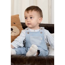 Organik Pamuklu İçi Tüylü Bebek Salopet Mavi