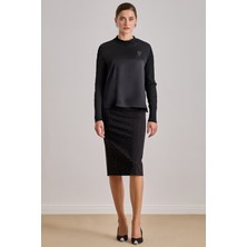 Midi Siyah Örme Etek