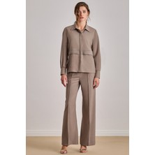 Relax Fit Bej Dokuma Gömlek