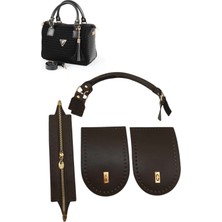 Prd Saplı Yan Körüklü Siyah  Deri Çanta Örgi Kiti Çanta Seti