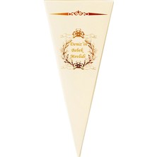 Mevlüt Külah Lokumluk Şekerlik Kutusu Gold Yaldızlı Krem Sünnet Bebek Söz Nişan Düğün (6*15CM) 25AD.